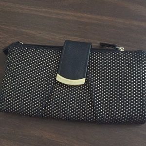 Black and gold wristlet